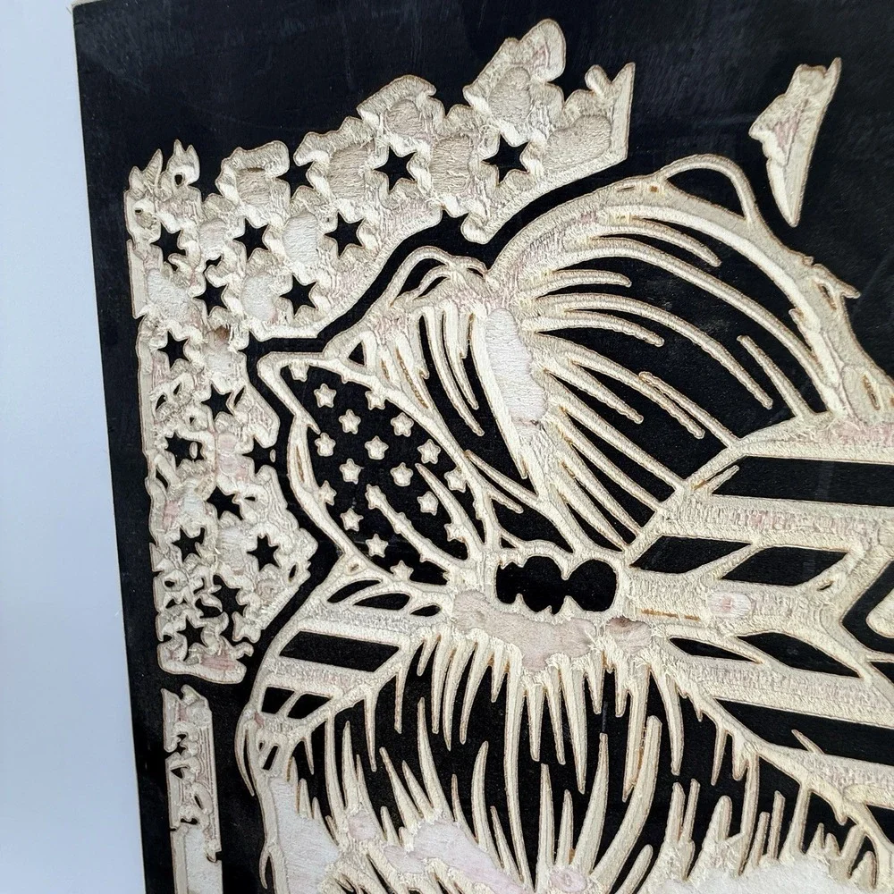 Rustic Wooden American Flag Wall Art – Handmade Burnt Wood Patriotic‎ Decor